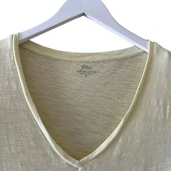 J Crew Vintage Cotton V-Neck Lime Yellow Short Sleeves T-Shirt S #1229 - Picture 7 of 11